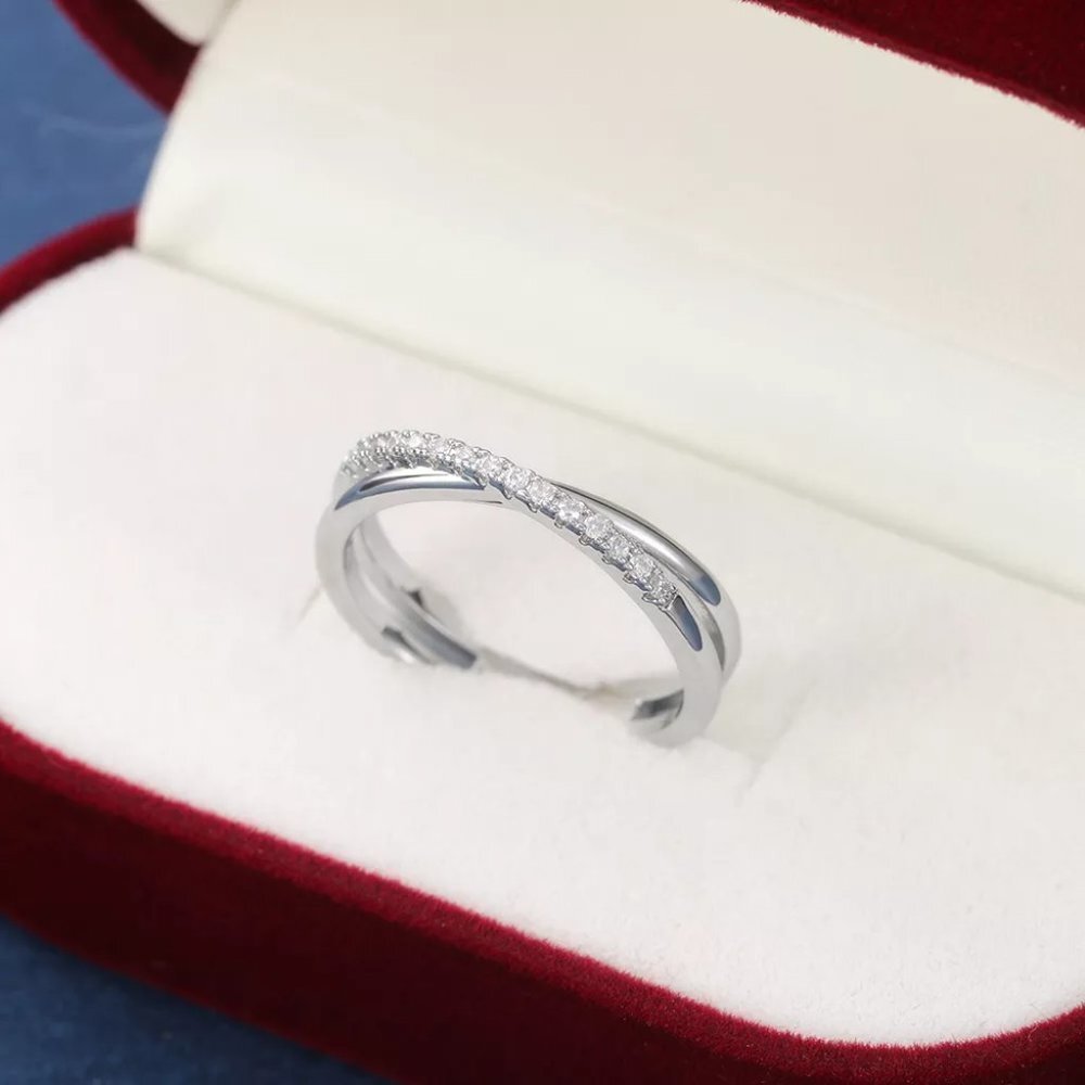 🍂 Trendy Advanced Texture 925 Silver Plated CZ Ring, FB16FA1151 - Picture 5 of 5